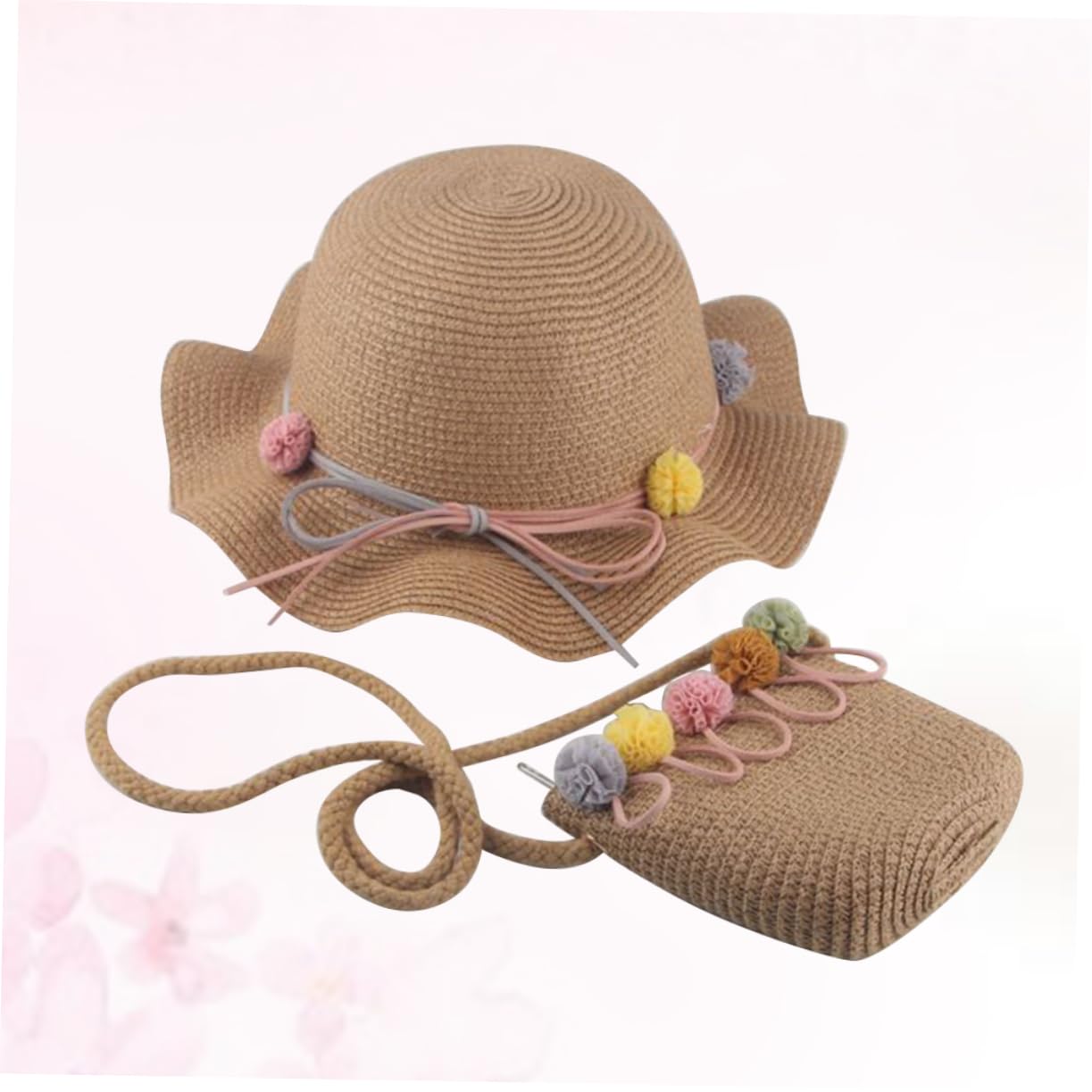 HHRFCS Sombrero para el Sol para niños y niñas Bolsa de Almacenamiento a Juego Sombrero de Playa Ligero UV para niñas para Actividades al Aire Libre y Vacaciones Caqui