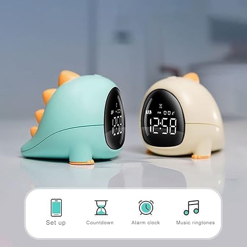 Miniatura 3 de Reloj despertador para niños, lindo reloj despertador digital de dinosaurio para dormitorio de niños, entrenador de sueño para niños, reloj