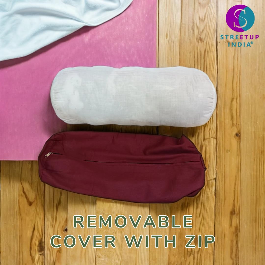 Streetup India® Yoga Bolster for Iyengar Yoga With Premium Cotton Washable Cover (Maroon, Standard) 4