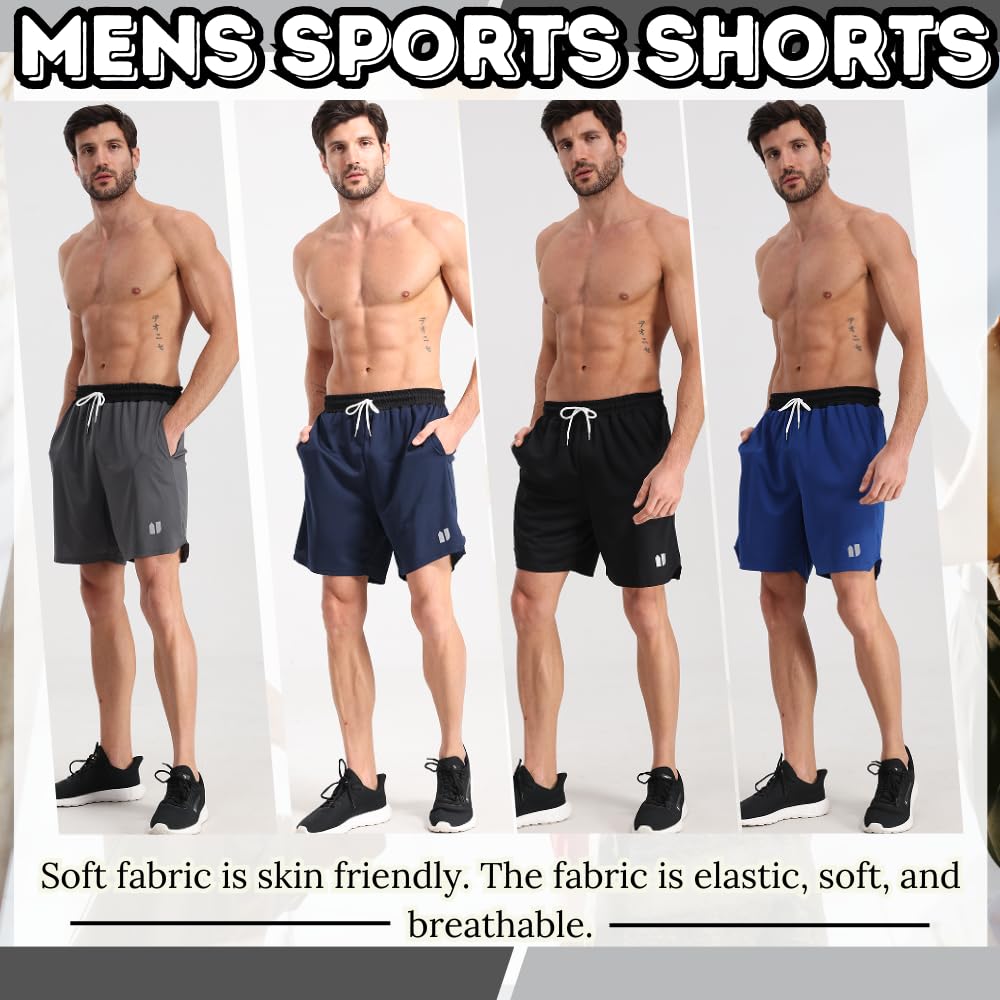 Herren Sport Shorts mit Taschen Quick Dry Gym Laufhose Jogginghose Basketball Fitness