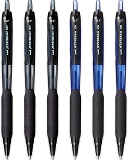 uni-ball Jetstream SXN-101-7N Retractable Rollerball Pens - 0.7mm Nib Tip - Black & Blue Ink - Pack of 6