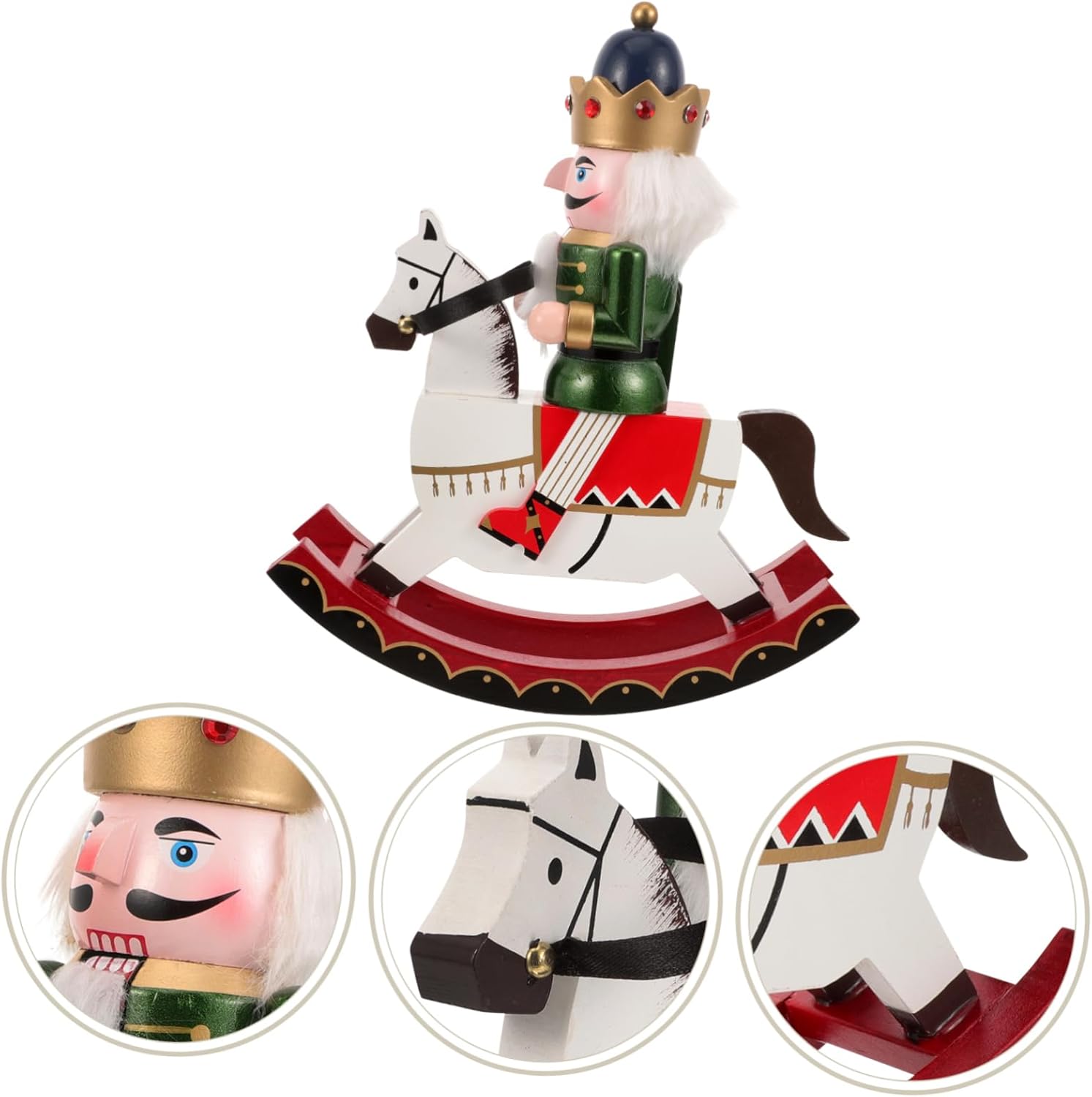 IMIKEYA Wooden Nutcracker Soldier Puppet with Horse Festive Christmas Desktop Decor Traditional Handcrafted Wood Nutcracker Ornament for Home Office and Table Display