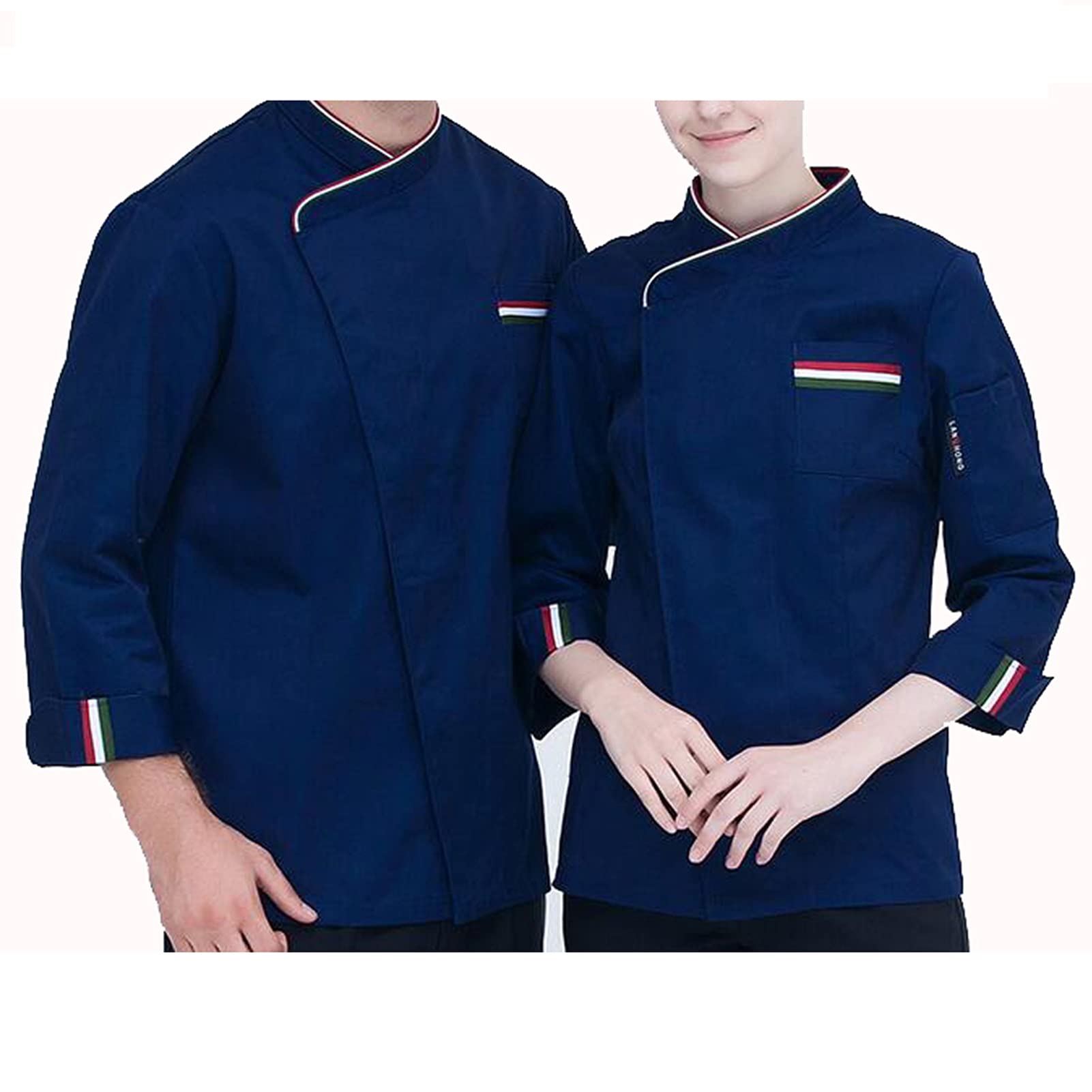 Płaszcz szefa kuchni Mężczyźni Kobiety Mężczyźni Kobiety Mundur szefa kuchni Odzież kucharska Topy z długim rękawem Unisex Kurtka szefa kuchni Ubrania do pracy w kuchni (kolor: niebieski, rozmiar: C