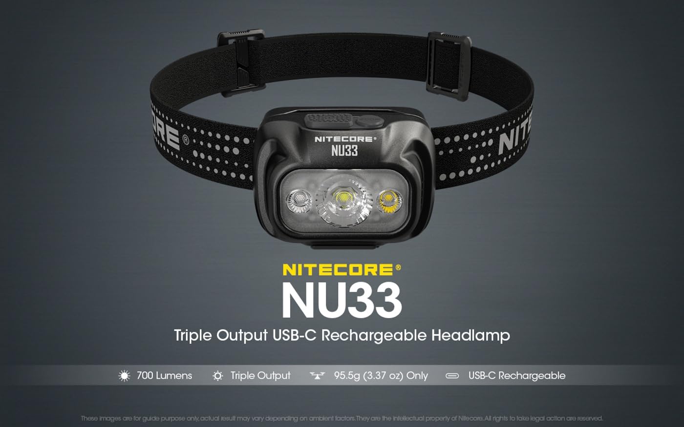 Nitecore NU33 Lampe Frontale 700 Lumen USB C Rechargeable Lampe Frontale avec Lumière Rouge