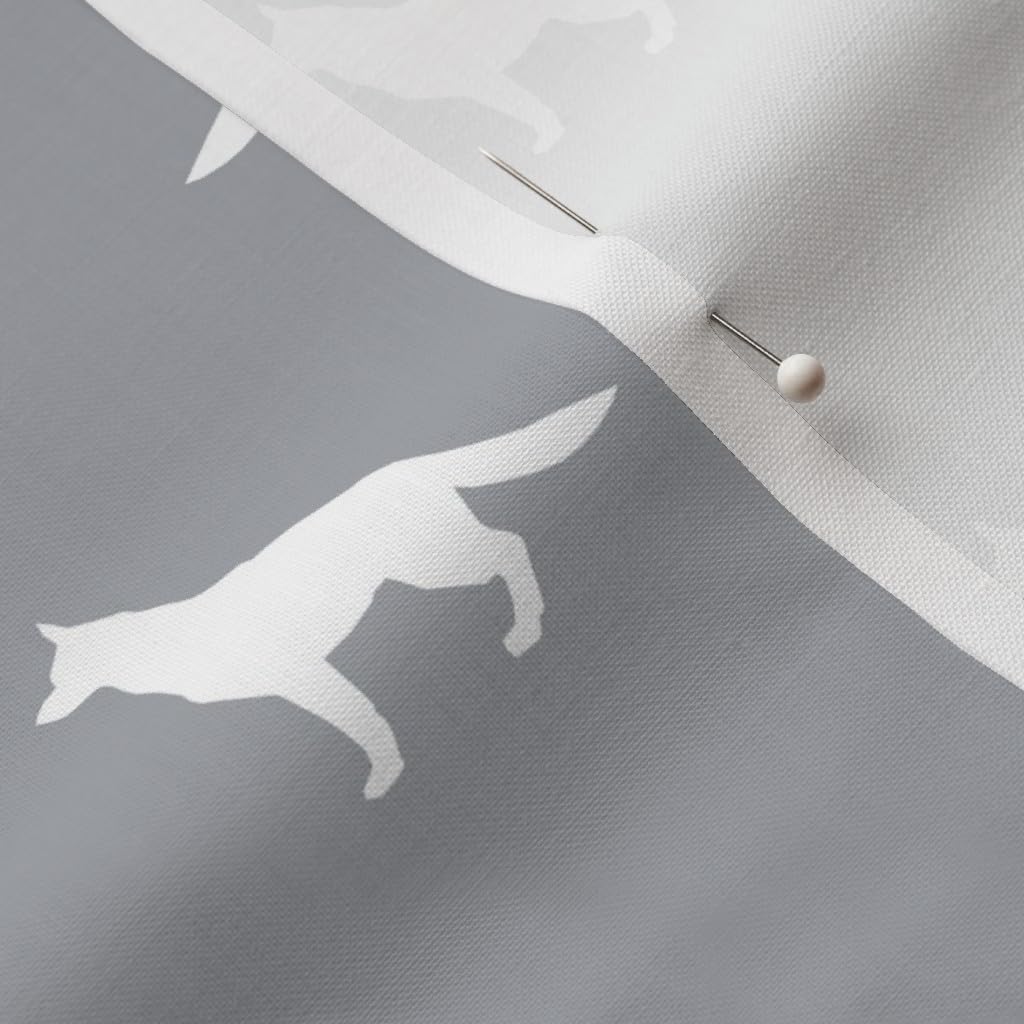Spoonflower Fabric - German Shepherd Silhouette Dog Pet Gray Portrait Printed on Petal Signature Cotton Fabric by The Yard - Sewing Quilting Apparel Crafts Decor
