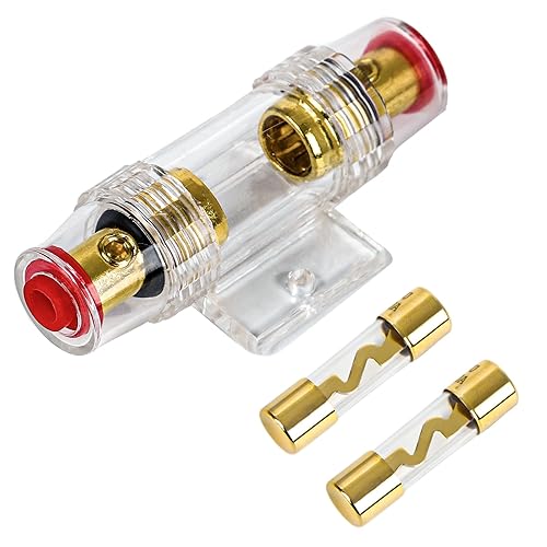 XJlSGXUSG Portafusibles en línea AWG calibre 4-8 con fusibles AGU de 100 A para audio de automóvil, alarma, amplificador, compresores, portafusibles