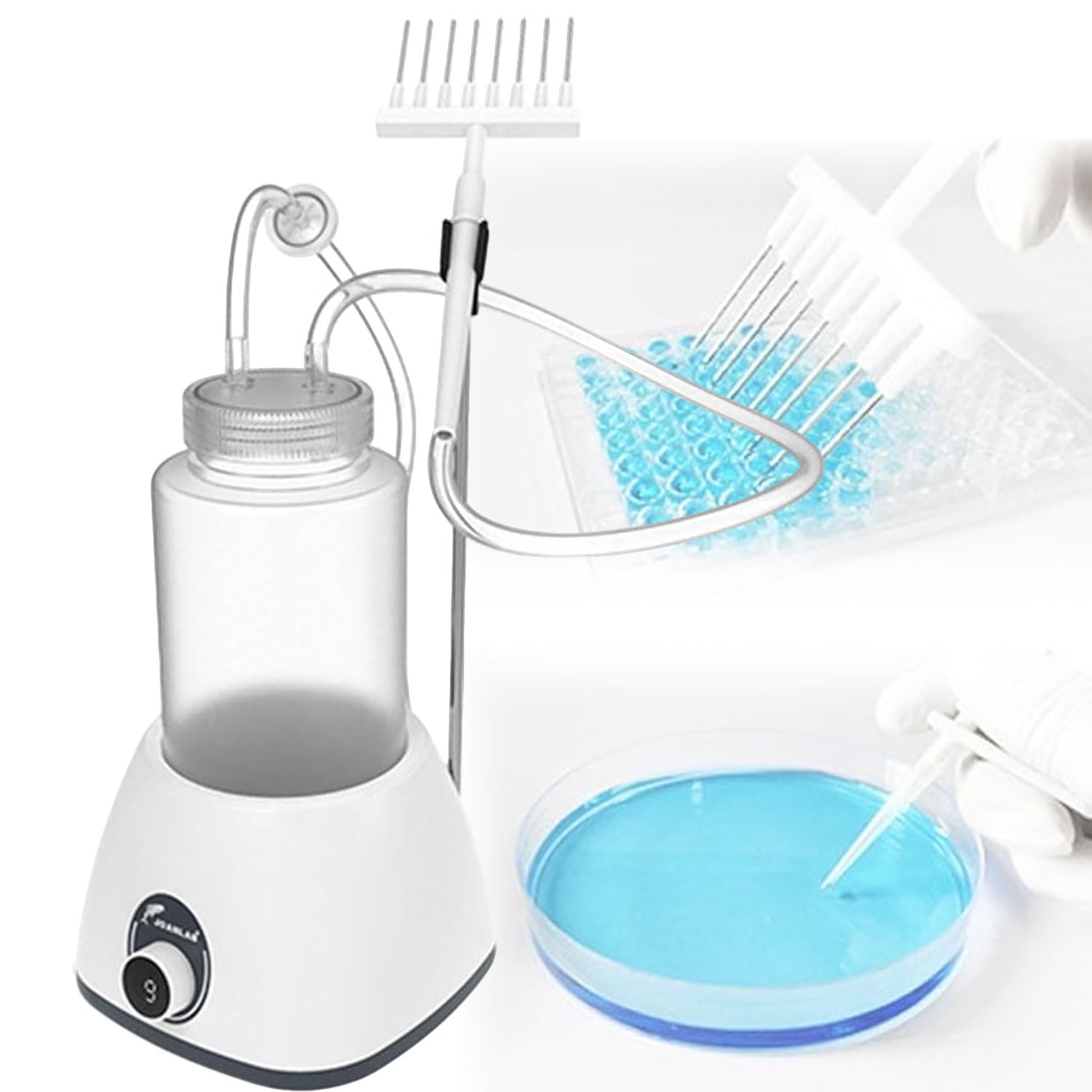 JOSBY 1l Laboratory Aspirator, 9 Adjustable Gears, With Aspiration Head/holder, Small Liquid Recycler Vacuum Aspirator, Portable Waste Liquid Recycler, For Laboratory Teaching, Scientific Research