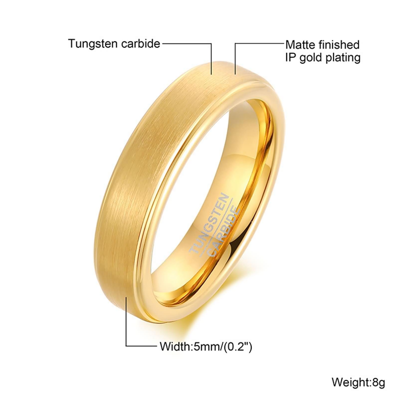 Daesar - Anillo Pareja Grabado,5MM Anillo Oro con Redondo Mate Anillo Compromiso Hombre Tungsteno