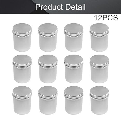Vista 184 de Othmro Latas redondas de aluminio para tapas de metal, con tapa de rosca de 2.0 fl oz/2 onzas, 2.677 x 0.984 in (D* H) contenedores de aluminio
