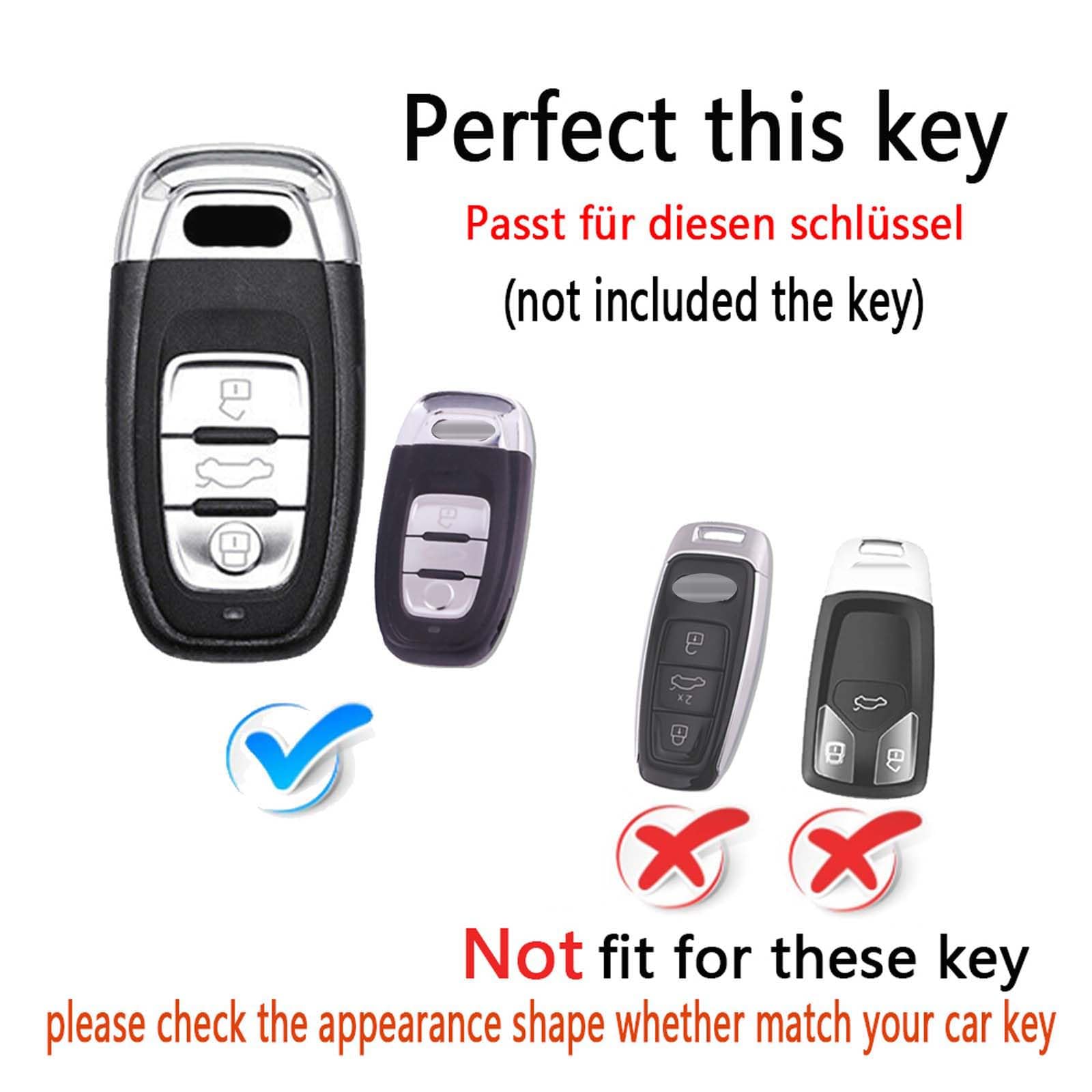 HIBEYO Leather Car Key Case Fits Audi A4 8K A5 8T 8F A6 A7 R8 Q5 8R A8 C5 C6 C7 FV TT TTS TTRS RS6 4F 4 Key Case Cover Protective Remote Key Box with Key Ring Brown - Image 2