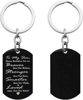 Engrave Braver Stronger Smarter Note to Daughter Son Dog Tag Pendant Keychain