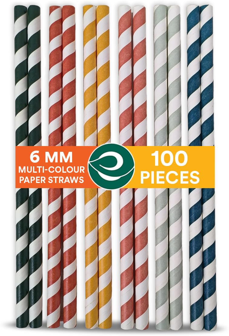 ASTRELLA Straight Drinking Straws | Disposable & Durable Straws for Beverages | Pack of 100 (Multicolor)
