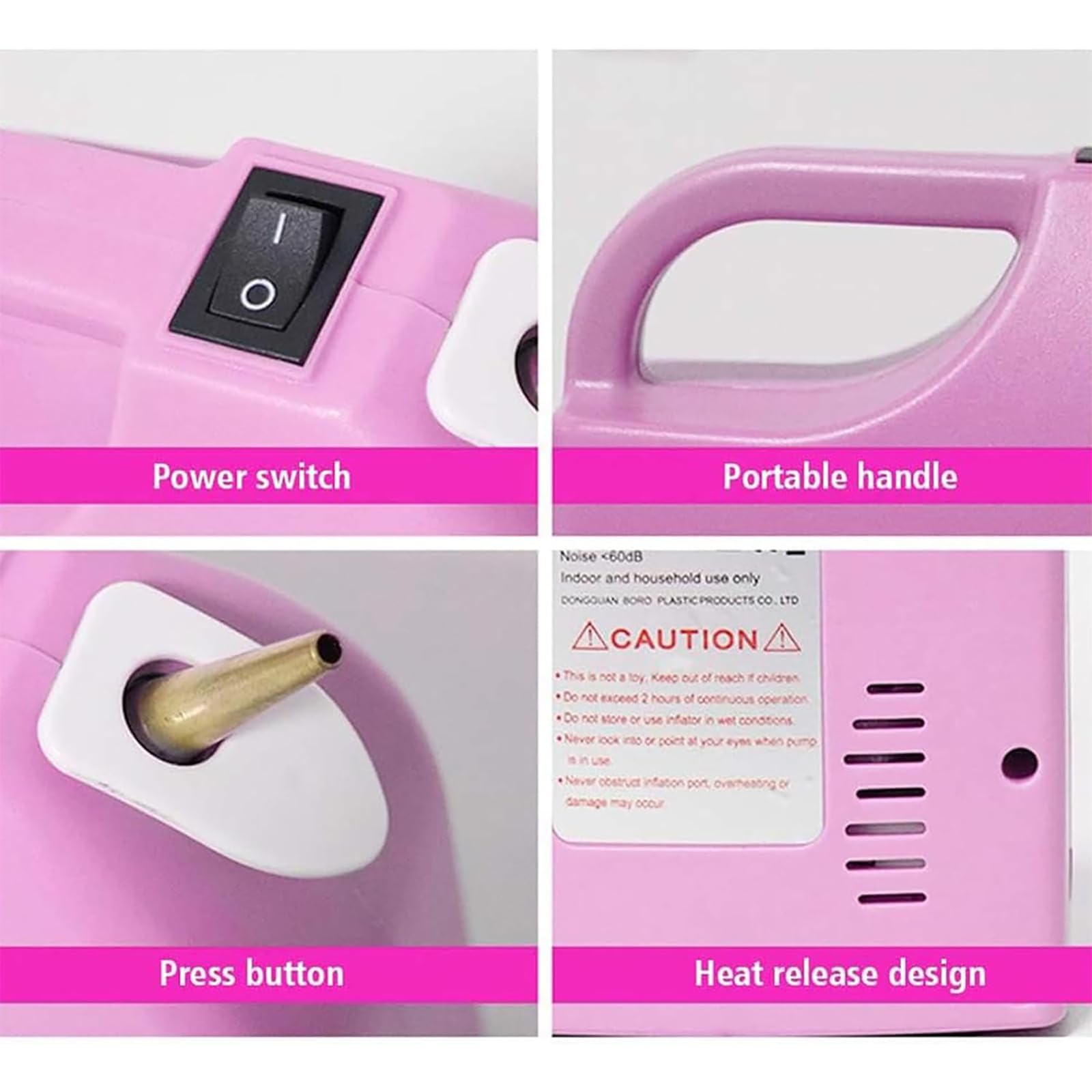 Inflador Eléctrico para Globos Largos, Inflador Portátil, 2 Modos De Inflado, Alta Eficiencia, Boquilla De 3,5 Cm De Largo, Ideal para Decoración De Fiestas Y Actividades En Centros Comerciales