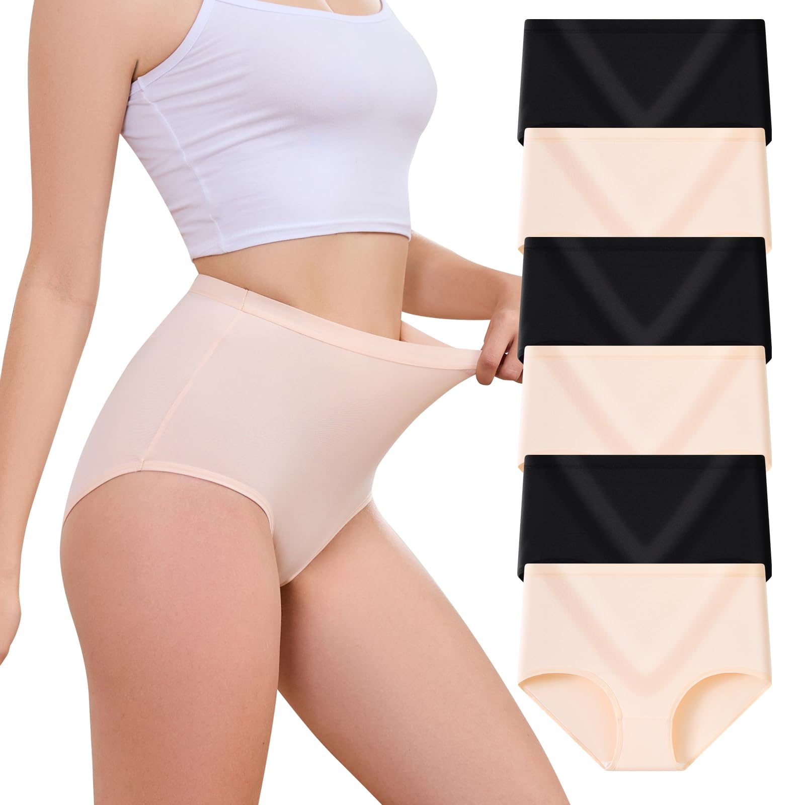 Womens Underwear Pack C Section High Waisted Tummy Control Moisture-Wicking Brief Underwear plus size Panties 6Packs