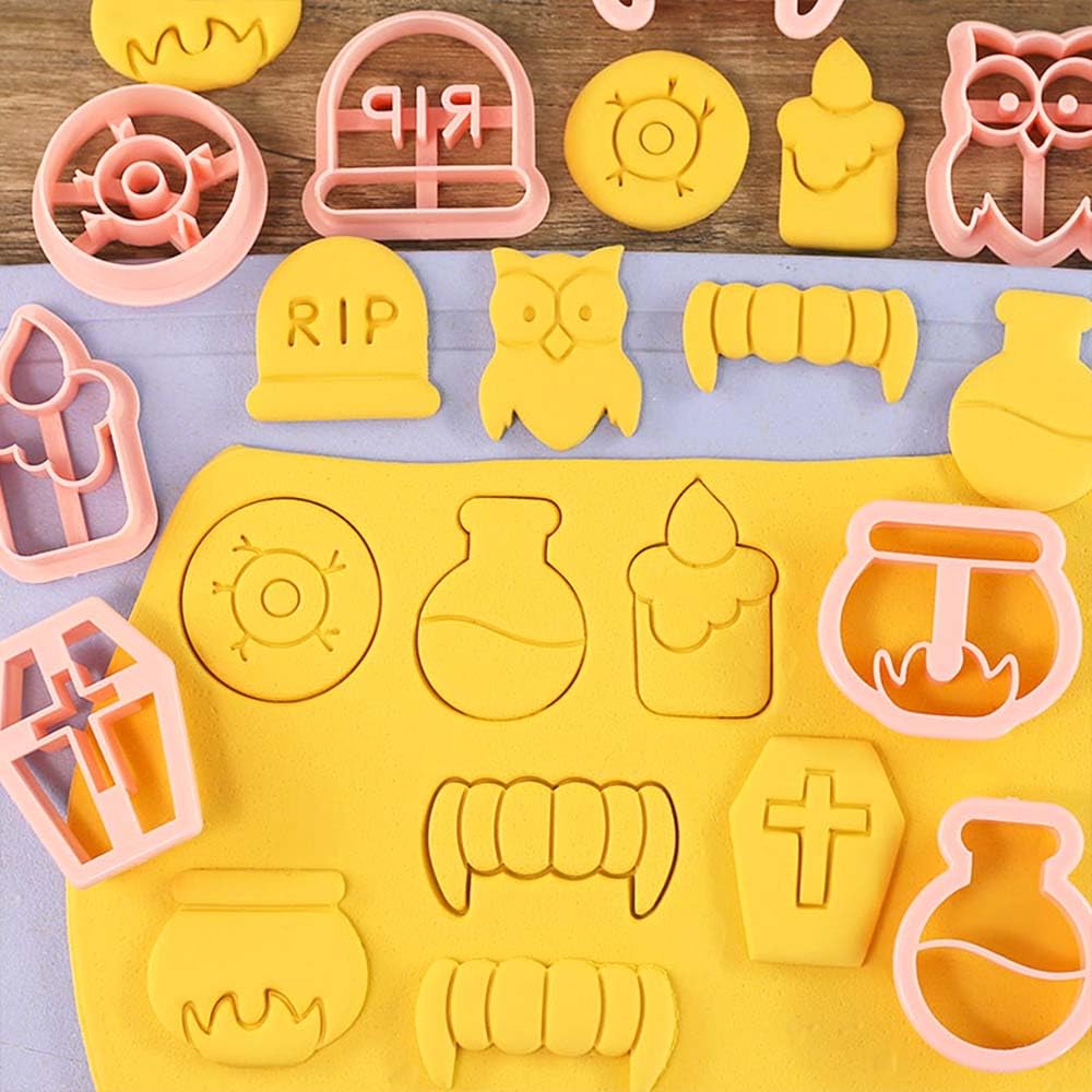Cortadores De Galletas De Halloween, Moldes Prensables Con 8 Formas De  Dibujos Animados En 3D: Calabaza, Murciélago, Fantasma, Araña, Sombrero De  Bruja, Gato, Lápida Y Castillo. Ideal Para Hornear Cortadores Galletas  Halloween, image size:1000x1000