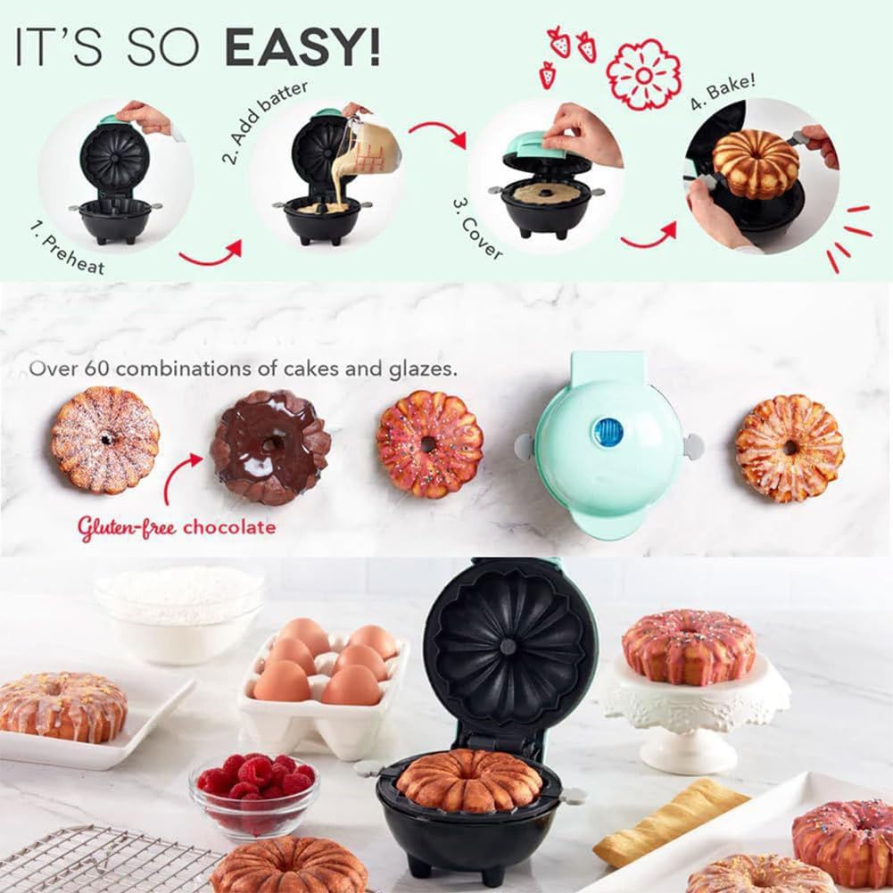 Asixxsix Mini Cake Maker, 550W Design A Forma Di Torta Waffle - 9