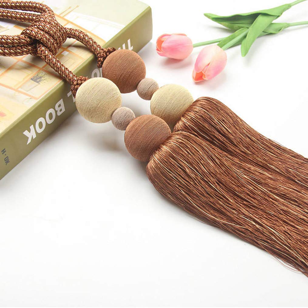 Embrasses de rideaux, attaches de rideaux for rideaux, 1 paire de boules tressées en polyester nordique à suspendre avec pompons de luxe for fenêtre, corde d'embrasse for salon, porche, chambre à couc