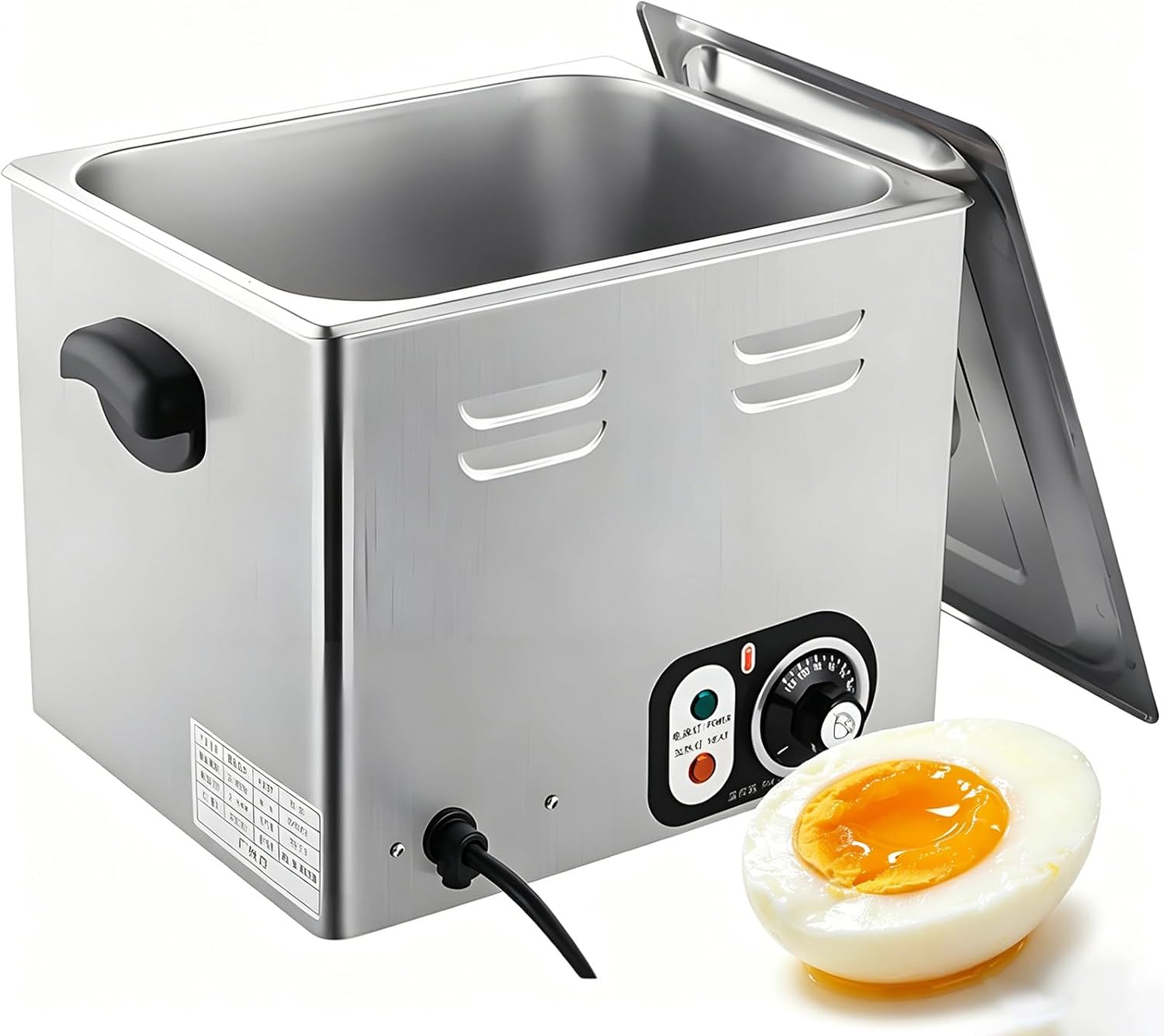 Fully Automatic Commercial Egg Cooker, 45-60 Egg Capacity Restaurant Steamer with Digital Timer & Mesh Basket for Hot Spring Eggs, Half-Boiled & Hard-Boiled Timing-withoutgrid