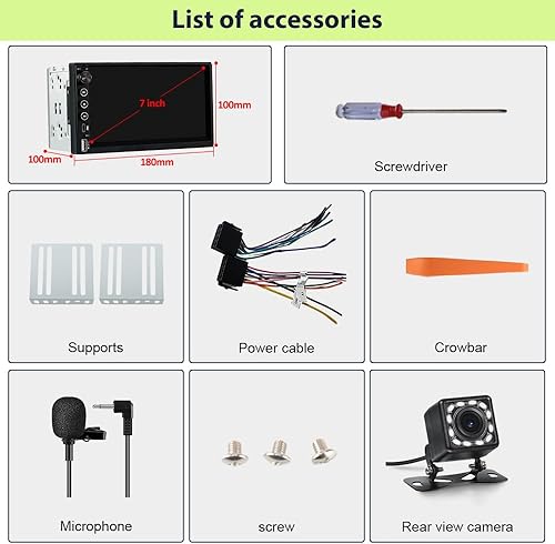 Miniatura 7 de Estéreo de coche de 2 DIN, CarPlay de 7 pulgadas y Android Auto HD IPS con pantalla táctil con Bluetooth con cámara de respaldo, compatible con