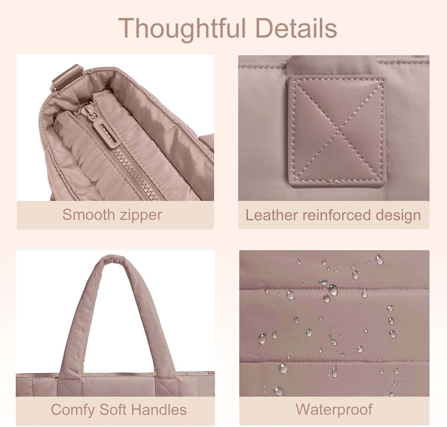 Tote Bag for Women Puffer Tote Bag Large Nurse Bags Shoulder Handbag with Zipper for Work Travel - Image 5