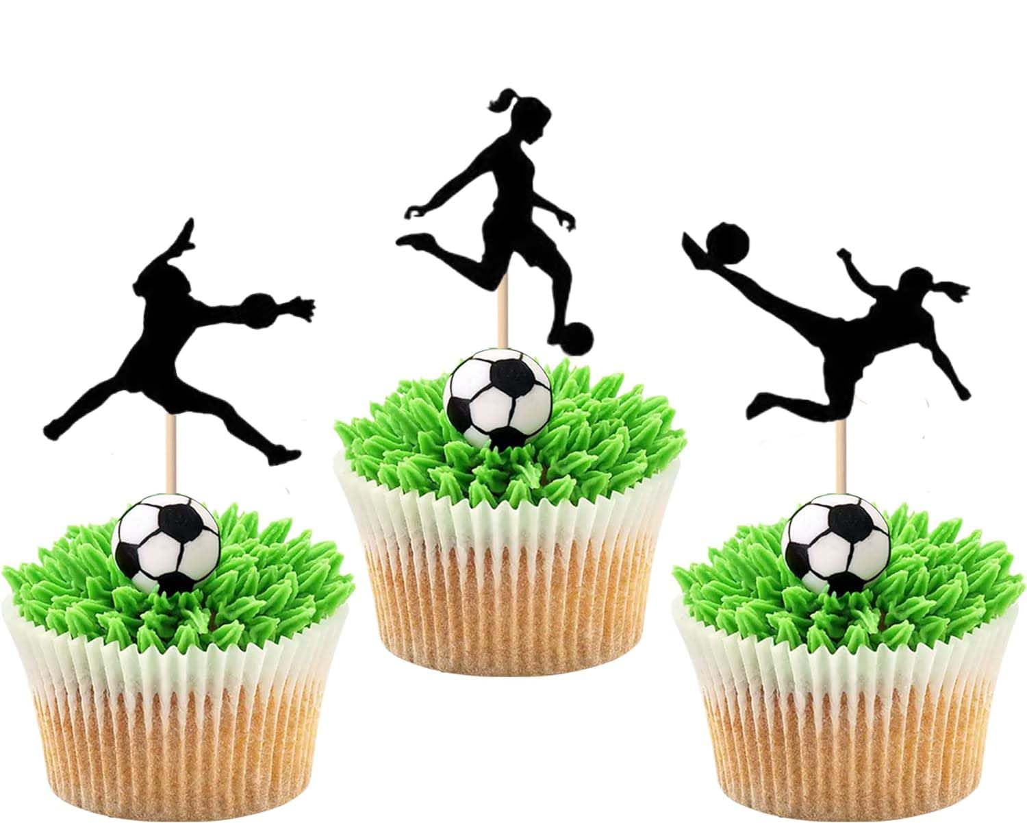 25 Piezas De Decoración De Cupcakes De Fútbol Con Purpurina Para Balones De Fútbol Para Cupcakes