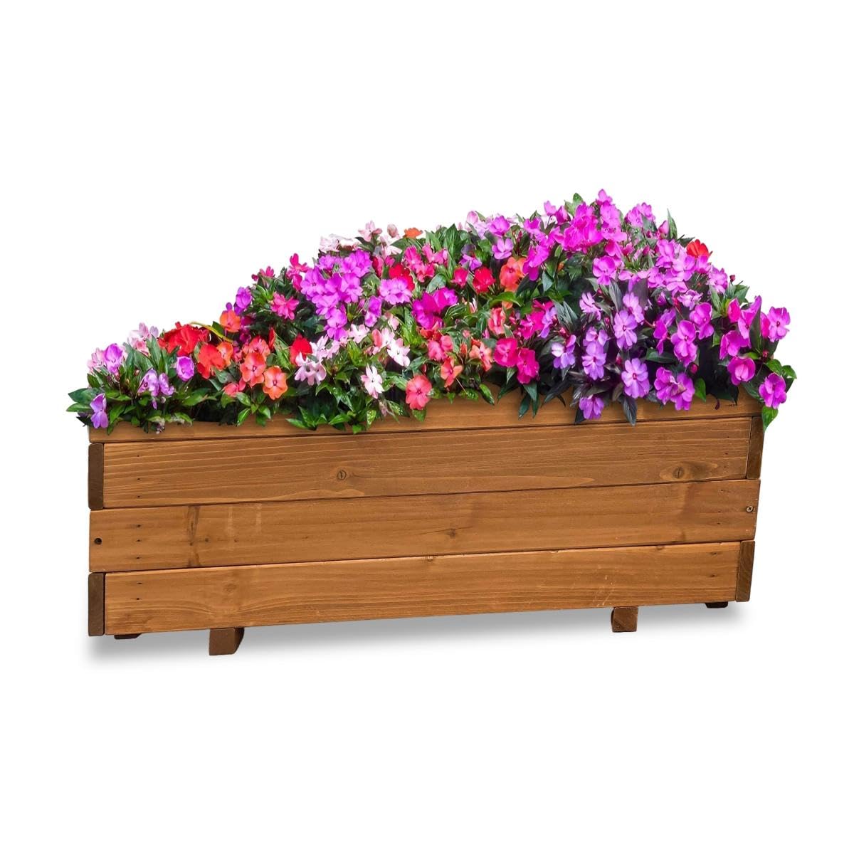 Jardinière en bois 80 x 40 x 32 cm – Bois d'épinette massif FSC – Résistante aux intempéries avec drainage et sac non tissé