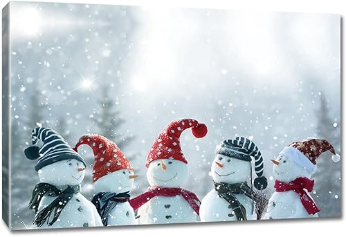 Arte de pared de muñeco de nieve de Navidad sombrero de Papá Noel bufanda roja y blanca carteles de decoración de Navidad escena del bosque de nieve Arte de pared de muñeco de nieve de Navidad sombrero de Papá Noel bufanda roja y blanca carteles de decoración de Navidad escena del bosque de nieve