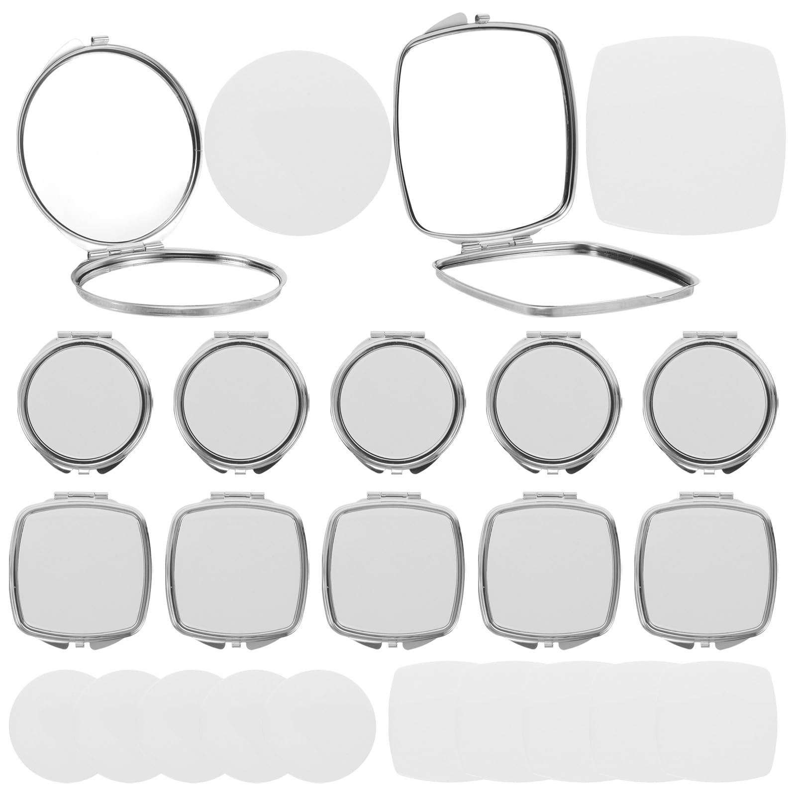 Zerodeko 12 specchietti pieghevoli per sublimazione, specchietti cosmetici | Specchietti tascabili per sublimazione, con design rotondi e con bordi arrotondati, ideali per ritocchi quotidiani al trucco