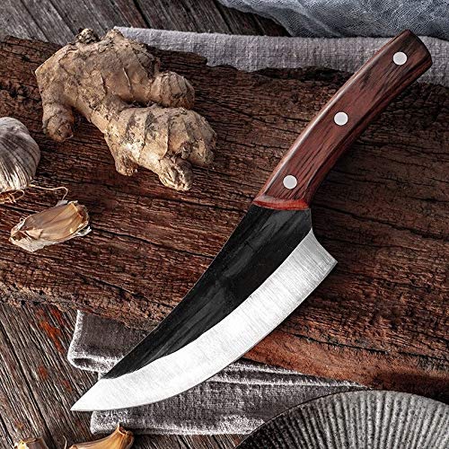 Boning Knife, Carbon Steel Boning Knife Handmade Forged Kitchen Knife Meat Cleaver Vegetable Knife Kitchen Bone Fruit Cutter Tool BY ZZYY (Color : Without cover)