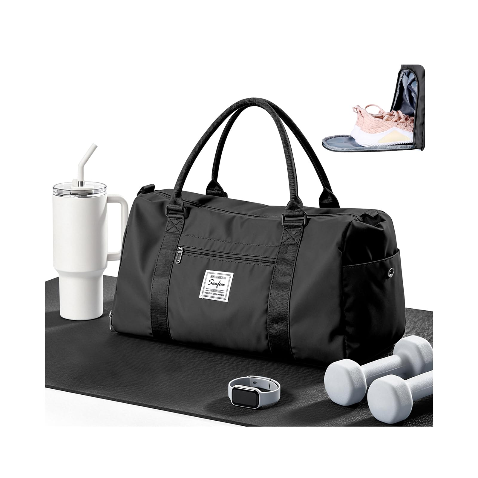 HYC00 Waterproof Gym Bag with Shoe Compartment, Sports Duffel Bag Women Men — image 1