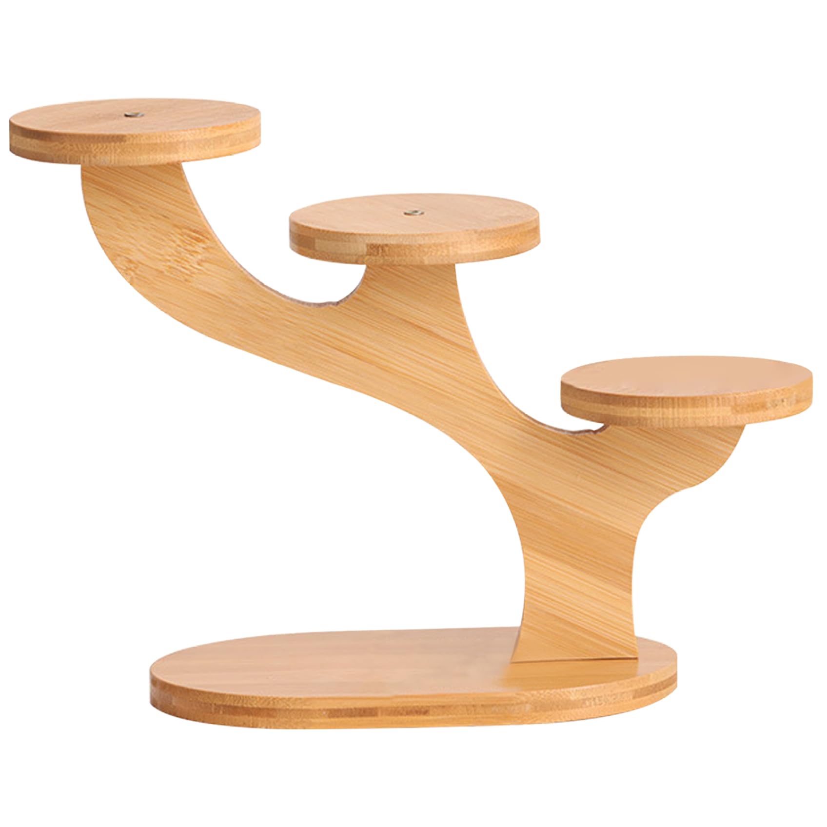 Wood Small Plant Stand 3 Tier Window Sill Plant Shelf Round Tabletop Plant Stand Desktop Plant Stand for Office/Bedroom/Dining Room/Study Space-saving