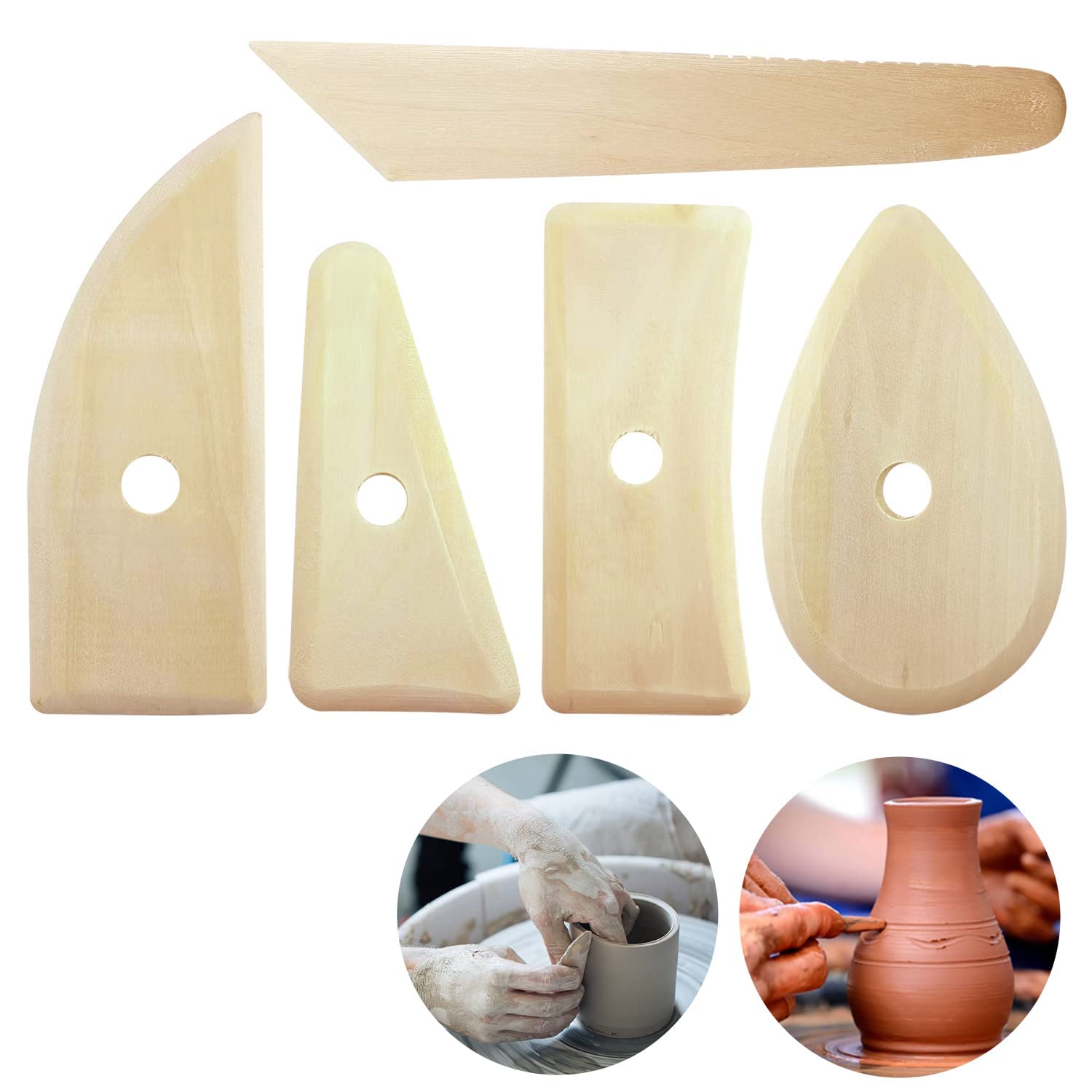 SYOSI 5 Pcs Clay Tools, Pottery Clay Trimming Tools for Carving Clay Molds Clay Ceramics Supplies