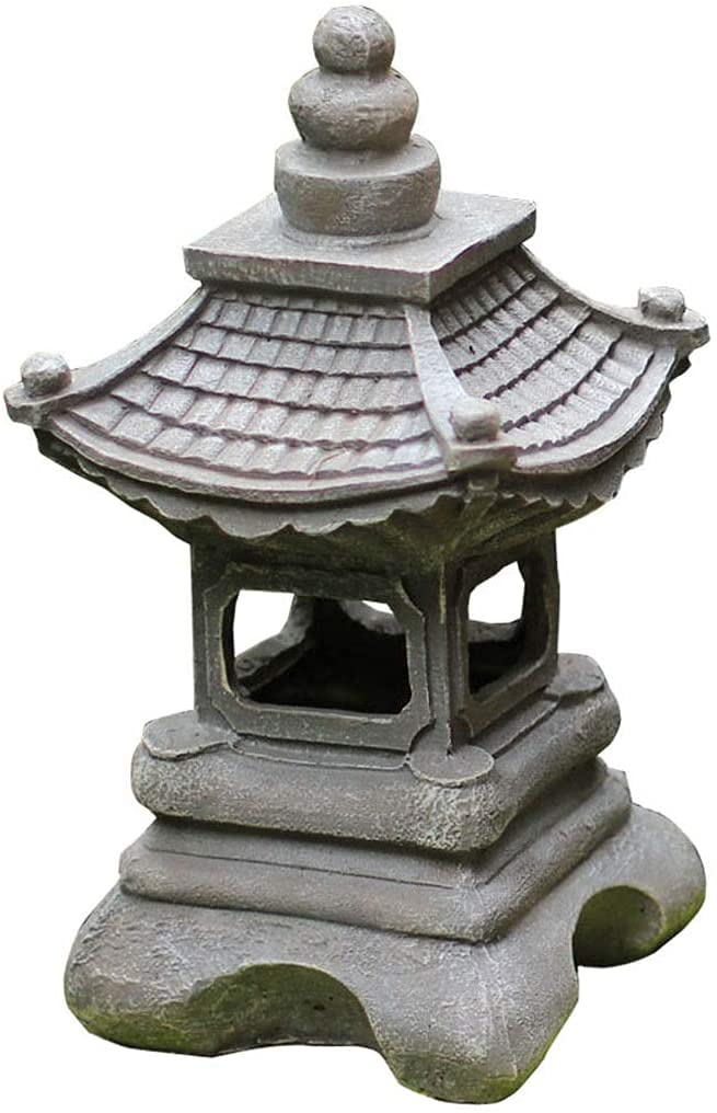 Rzeźba ogrodowa 33,4 cm mała pagoda ogrodowa latarnia solarna lampa, japoński styl zewnętrzny stupa statuetka zen sztuka orientalna rzeźba trawnika