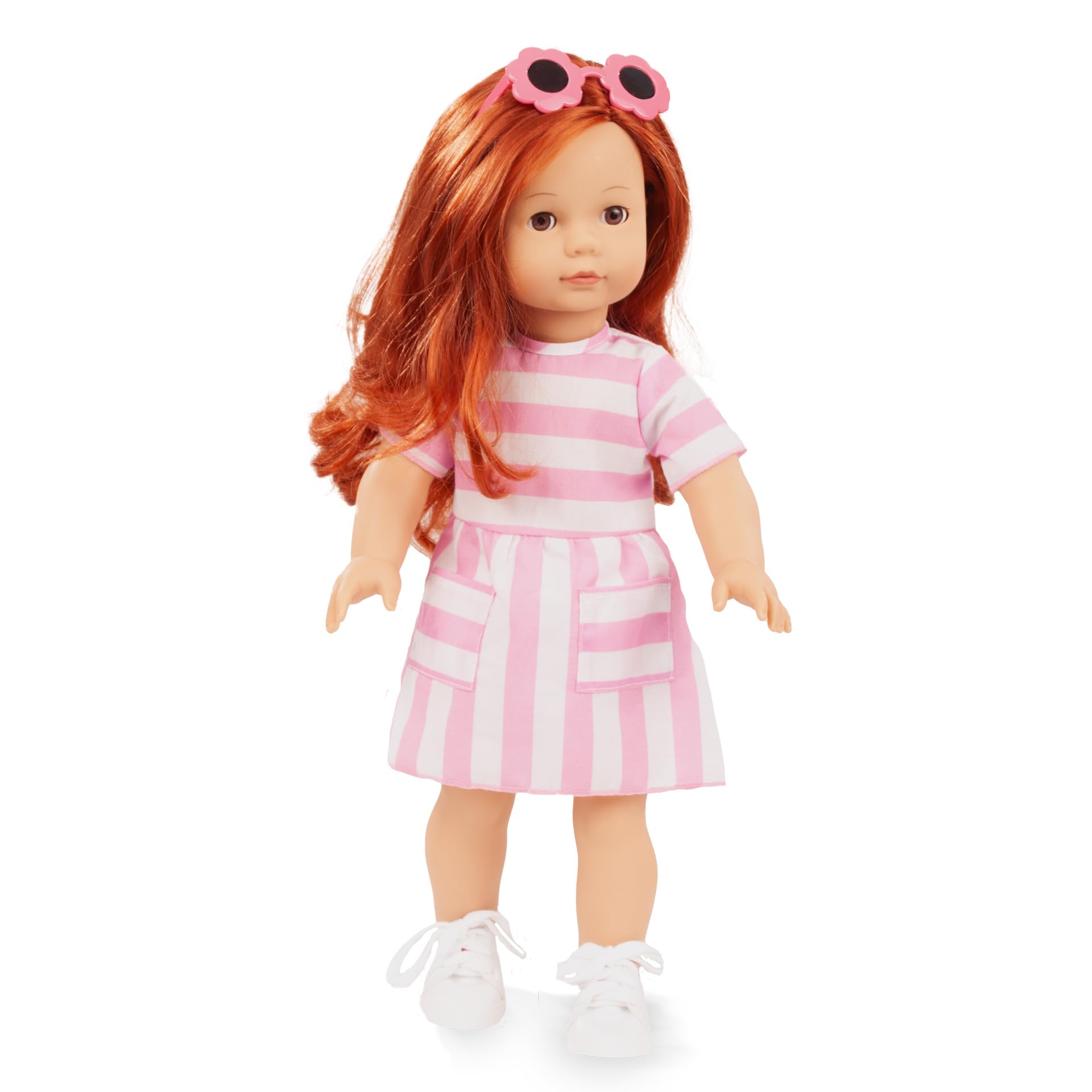 Götz 2690347 Precious Day Girl Julia Summer Puppe 46 cm Stehpuppe | 7-tlg, für Kinder ab 3 Jahren, lange rote Haare, braune Schlafaugen, Outfit mit Sommerkleid, frisierbar, Weichkörper