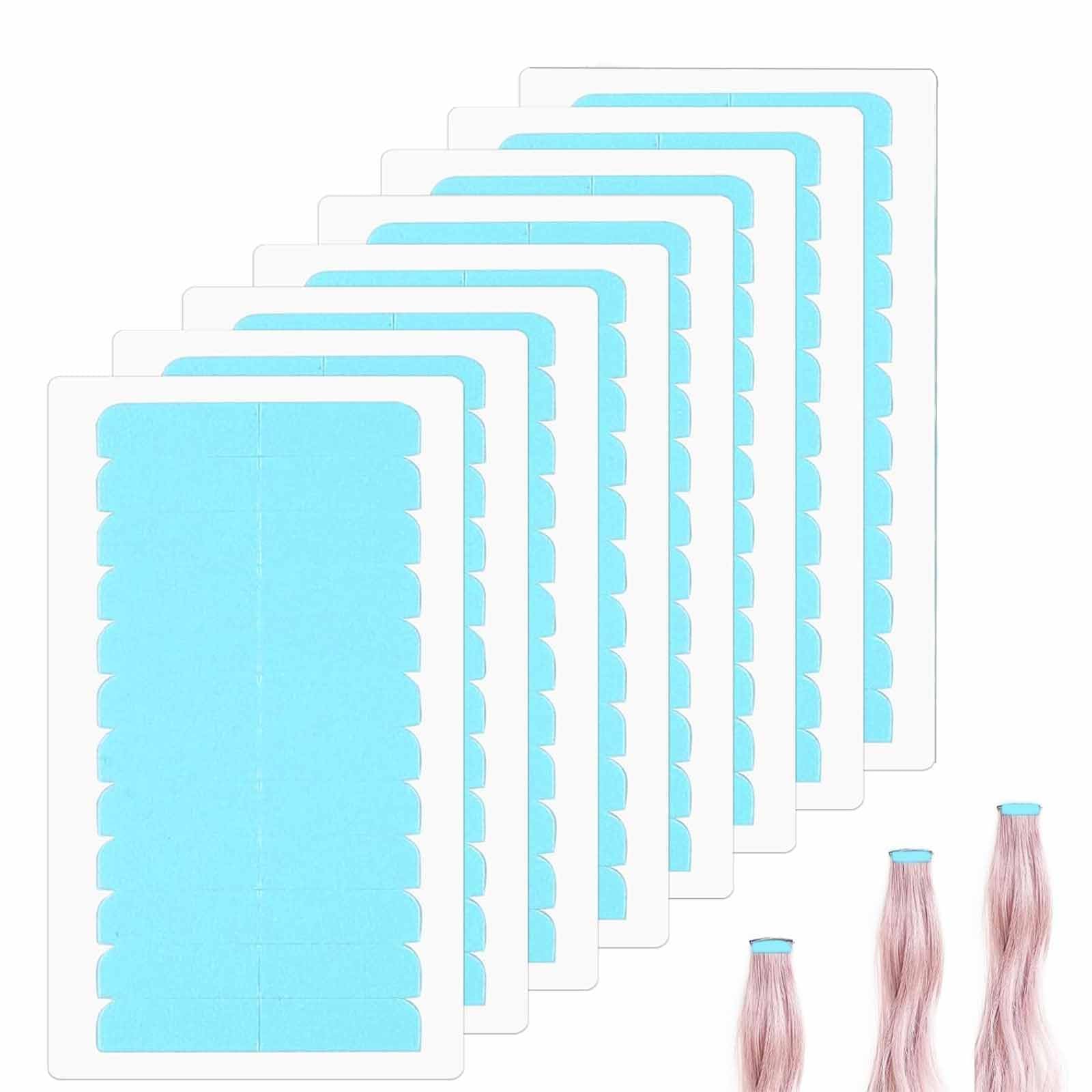 96 Piezas Cinta Adhesiva Doble Cara para Pelucas y Extensiones de Cabello, Cinta Repuesto Invisible Resistente, Azul
