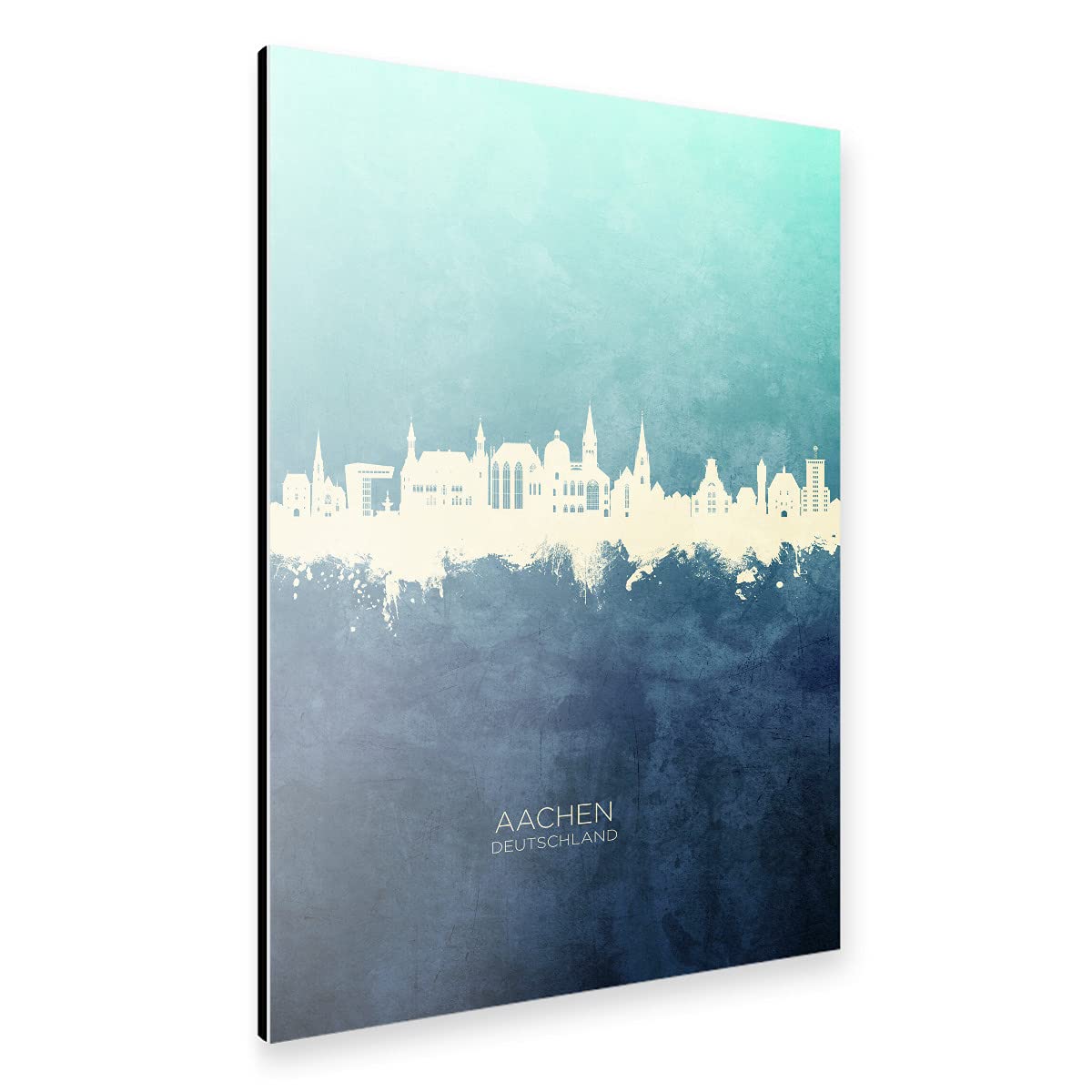 artboxONE Alu-Print 90x60 cm Aachen Germany Skyline NavyCyan von Künstler Michael Tompsett
