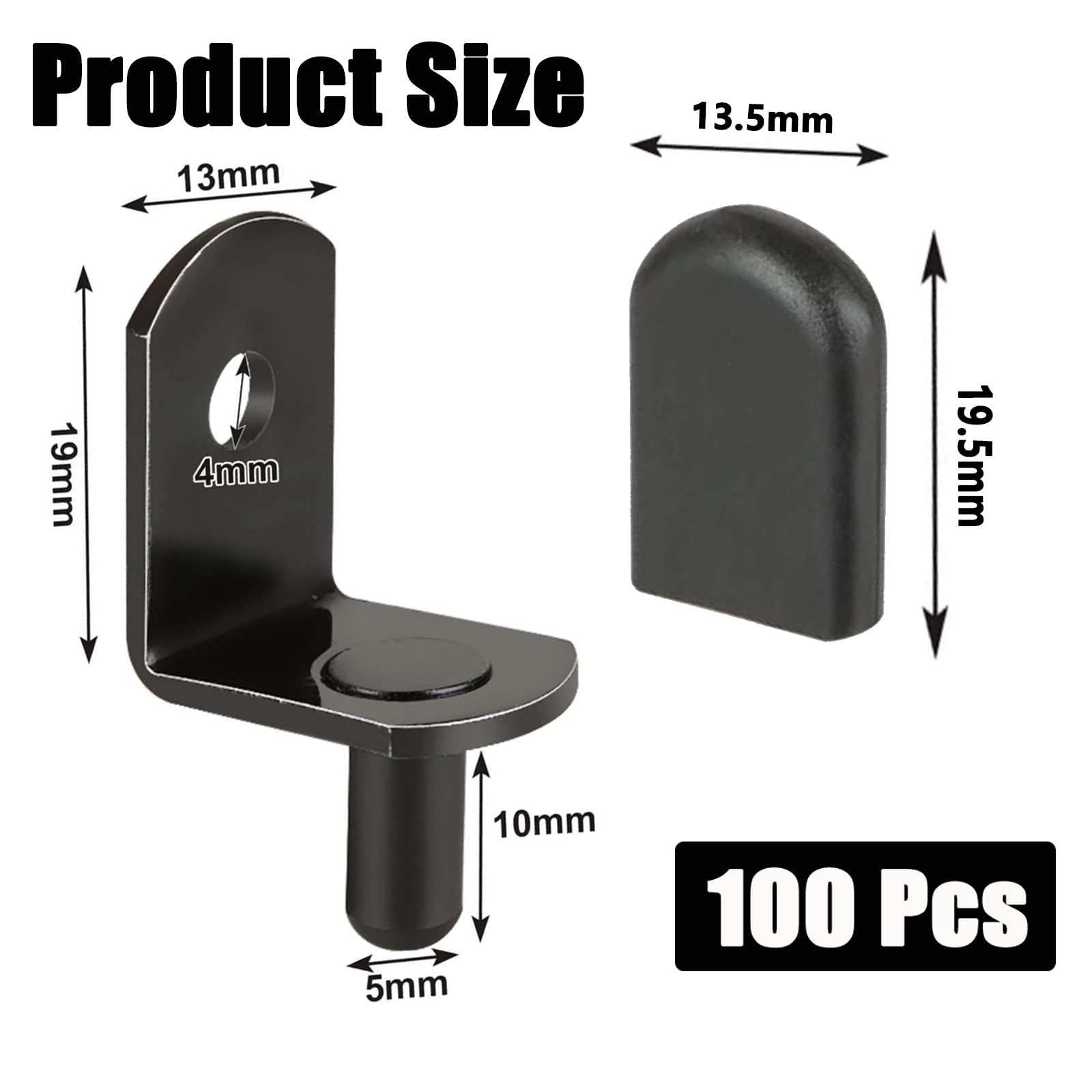 QTLCOHD 100Pcs Shelf Support Pegs 5mm Cabinet Shelf Pin L-Shaped Shelf Pins — Amazon image 2