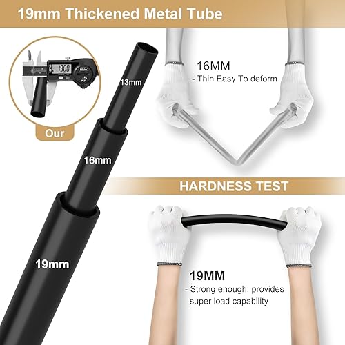 Miniatura 6 de VTRIN Armario portátil para colgar ropa con tapa, 3 varillas para colgar, 6 estantes de almacenamiento y bolsillo lateral, tubo de metal de 0.79