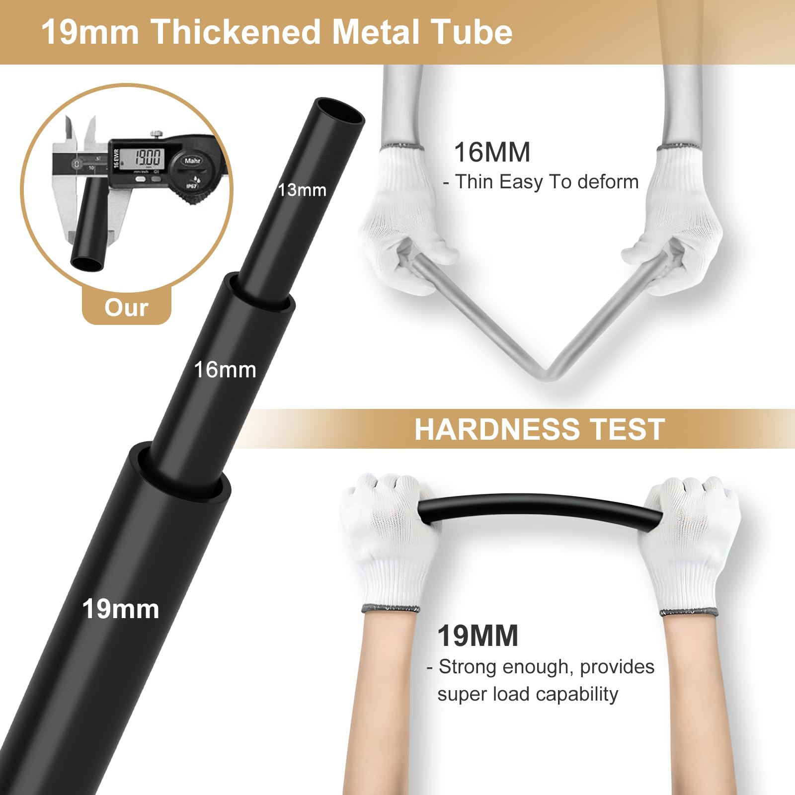 VTRIN Armario portátil, armario para colgar ropa, armario con tapa, 3 barras para colgar, 6 estantes de almacenamiento y bolsillos laterales, tubo de metal de 19 mm de diámetro, armario de pie para