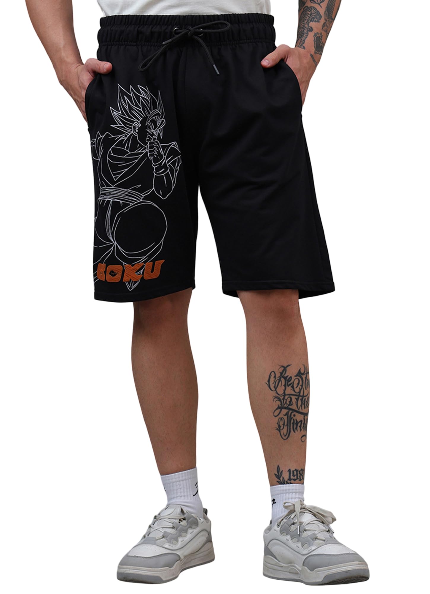 Free Authority Official Dragon Ball Z: Goku Anime Printed Black Regular Fit Shorts for Men-image-14