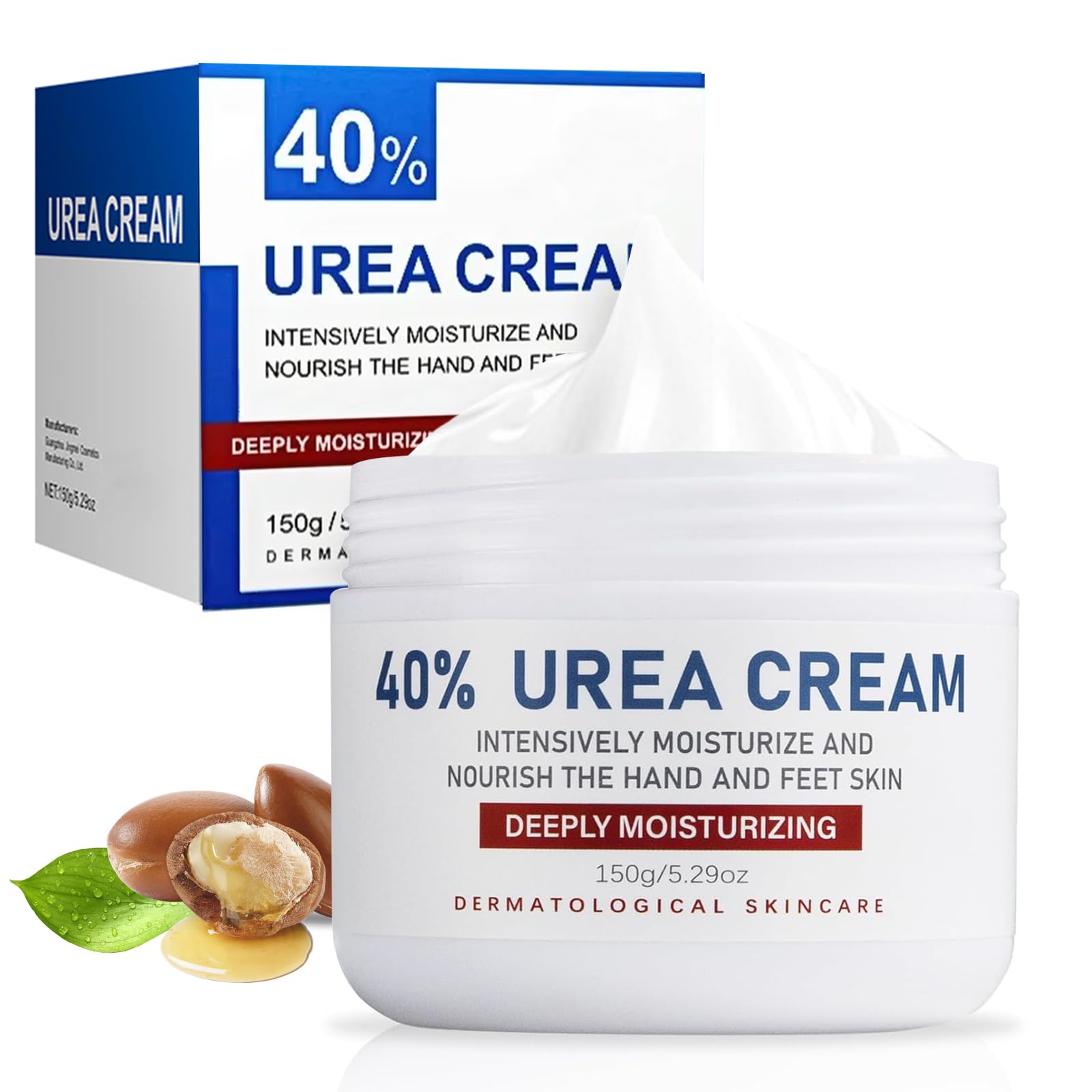 Crème à l'Urée 40% pour Pieds Très Secs et Abîmés, Crème Pied Hydratante et Cicatrisante, Emollient Pedicure et Soin Pieds Secs et Abimés pour Talons, Mains et Corps, 150g