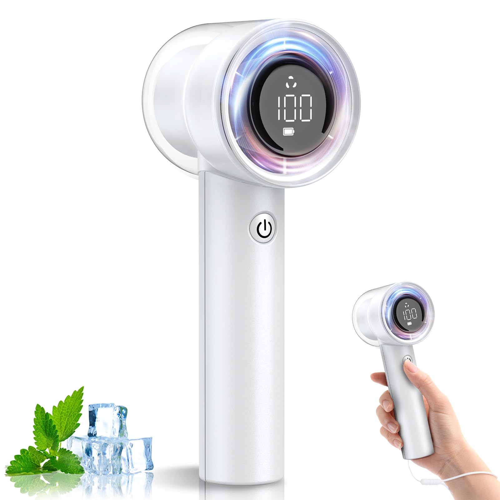 Dancial Ventilatore Portatile Turbo a 1-100 velocità,15000RPM Ventilatori Portatili Personali ad alta Velocità, 5000mAh Batteria Ricaricabile Mini Ventilatori per l'estate Regalo Essenziale