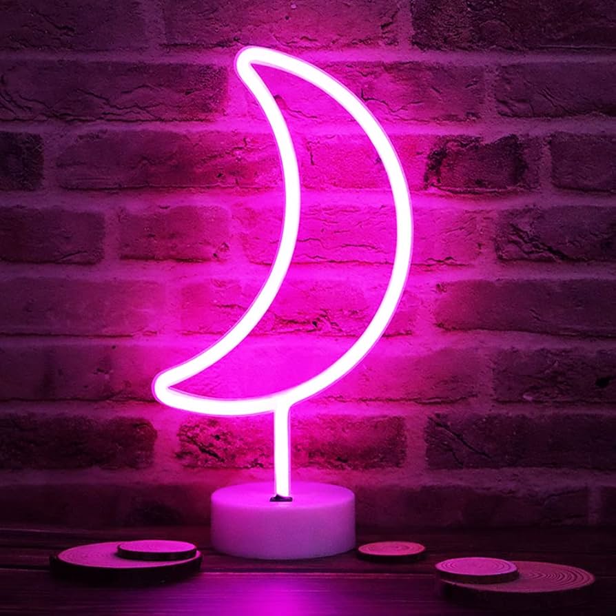 Vicila LED Neon Moon Lights, Moon Shape Neon Signs Crescent