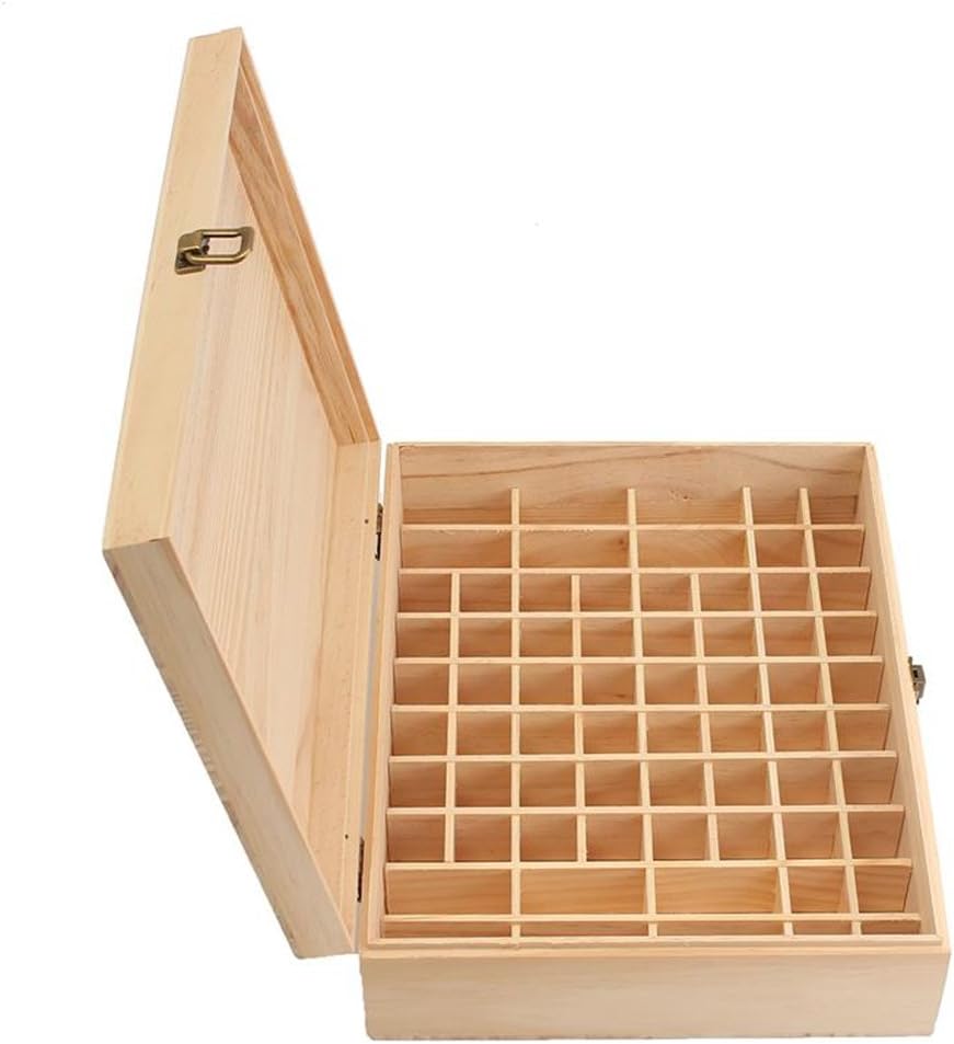 VolksRose Essential Oil Box, Wooden Storage Container Holds 68 Bottles, Multi-Tray Organizer #ob03