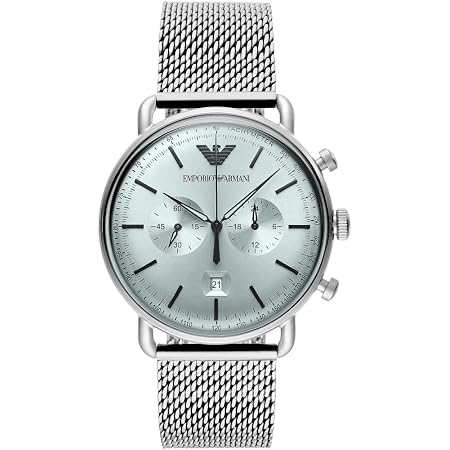 Orologio cronografo-aviatore Emporio Armani con cinturino in maglia di  acciaio inossidabile tono argento per uomo AR11288 : Amazon.it: Orologi