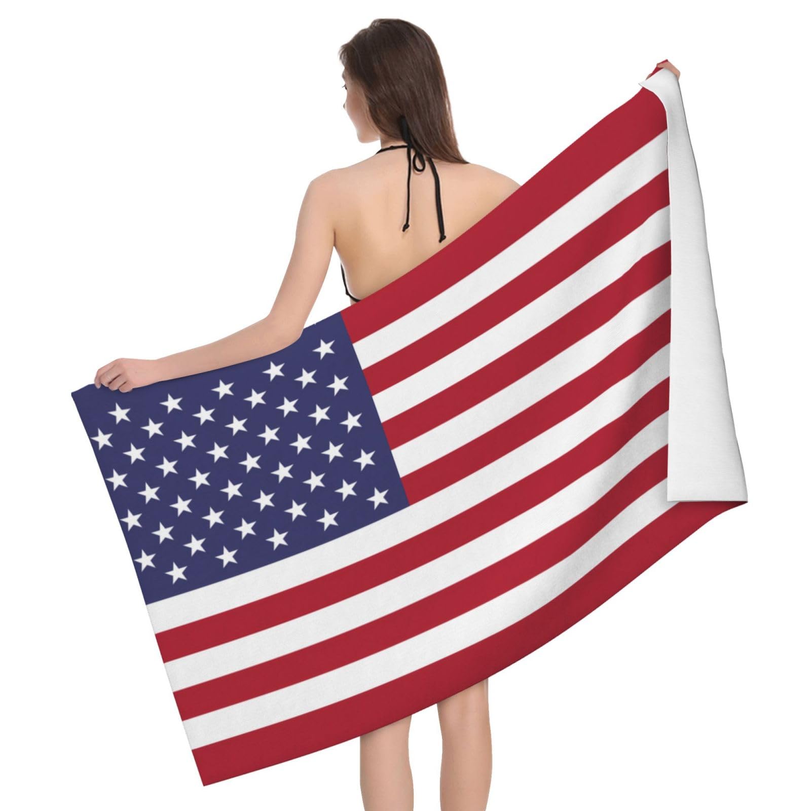 QAZWZML Home microfiber American flag prints bath towels for travel, beach, and bathroom use. Highly absorbent and soft pool towels for men and women, quick drying