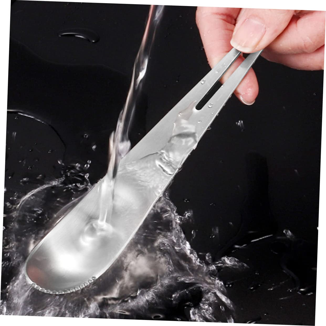 BEBEMOKO 2Pcs Stainless Steel Dessert Forks and Fruit Puree Scrapers Integrated Tableware Simple Design Easy to Clean for Family Gatherings and Afternoon Tea