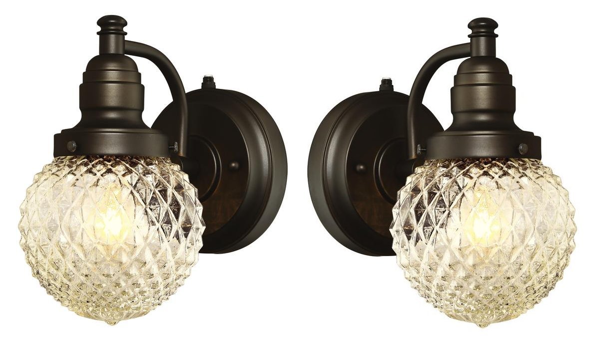 WestinghouseSG_B076VXFZGX_US, Oil Rubbed Bronze One-Light Outdoor Wall Fixture with Dusk to Dawn Sensor with with Clear Diamond Cut Glass, (2-Pack)