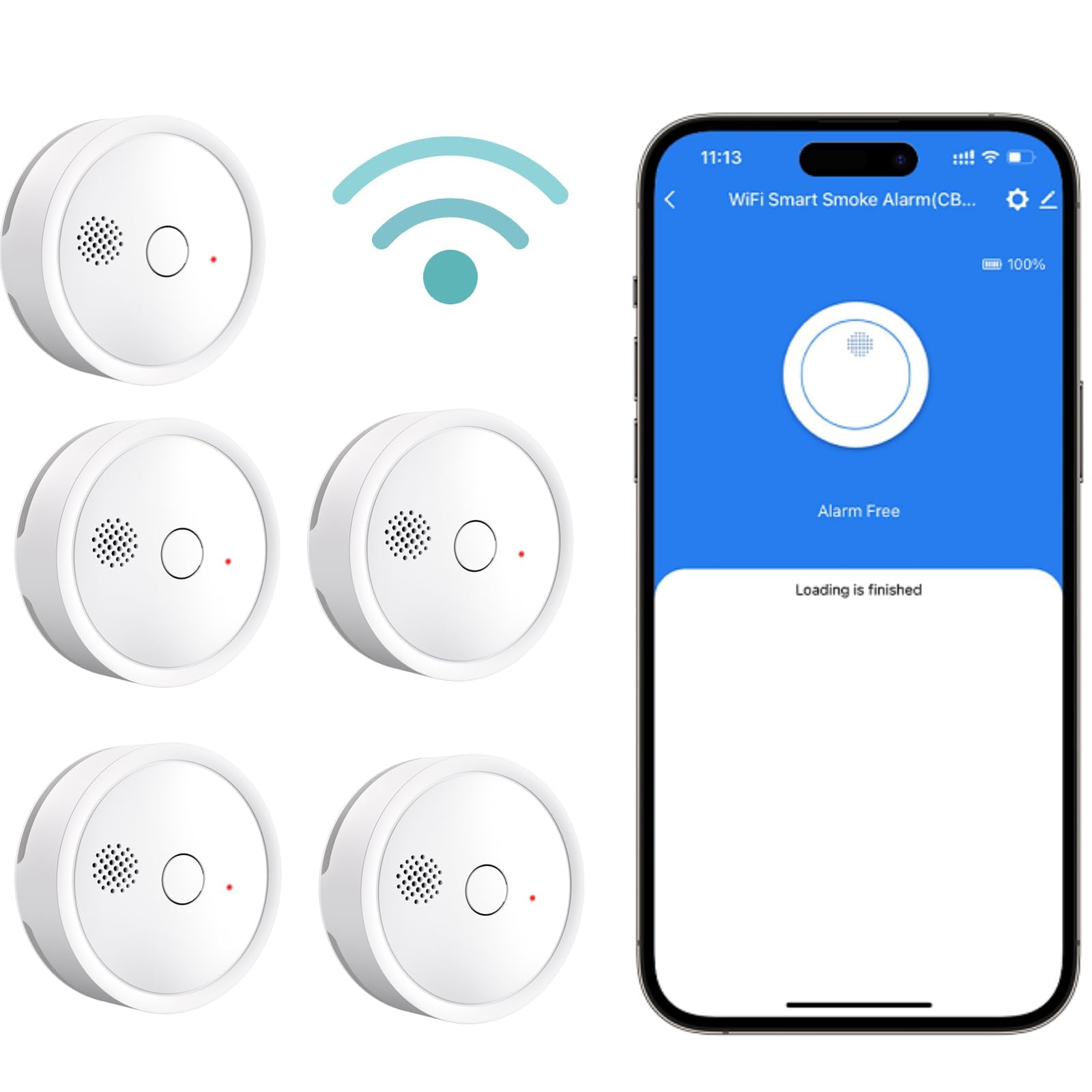 HEIMAN Alarma de Humo Inteligente WiFi inalámbrica, Detector de Humo fotoeléctrico con EN14604, Advertencia de batería Baja, con batería reemplazable/5 años de duración de la batería (5)
