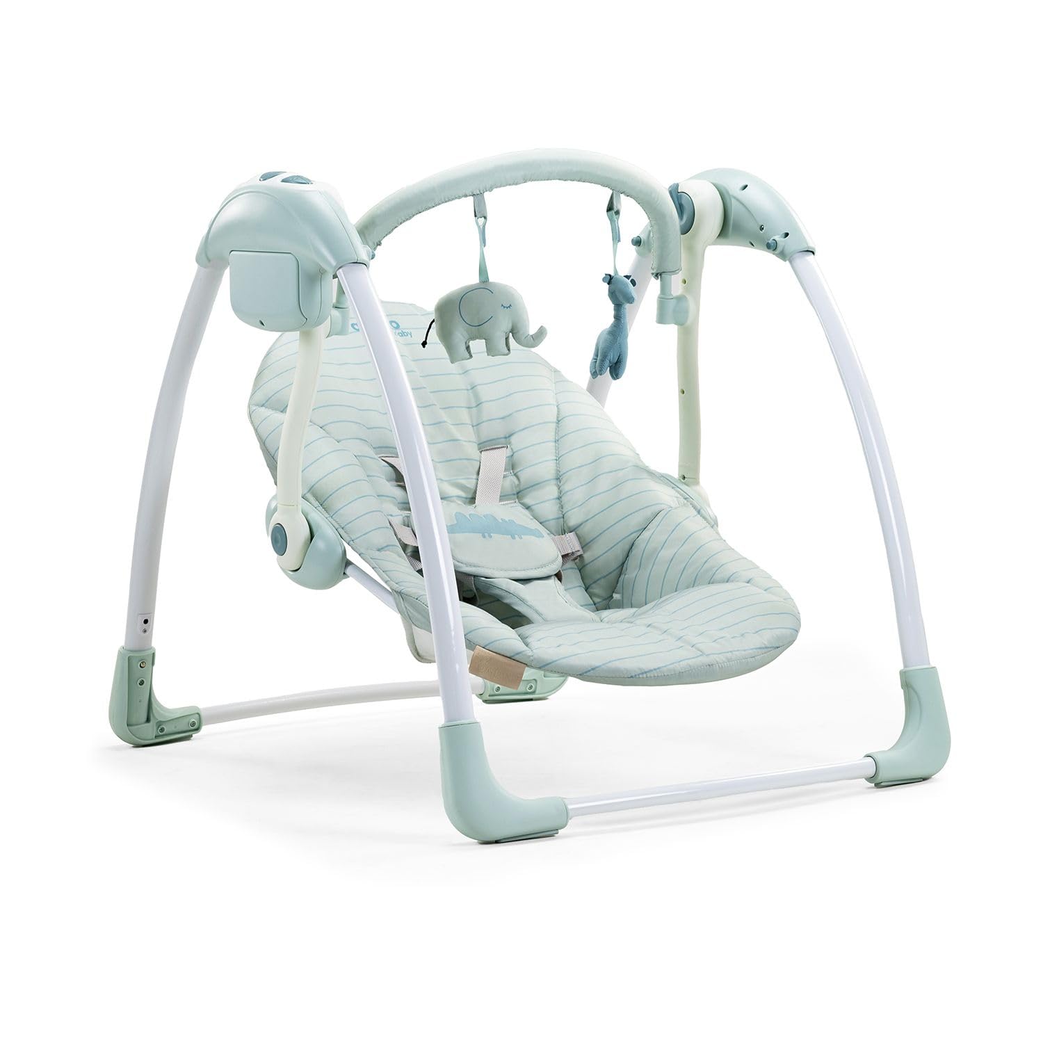Asalvo Daddy Columpio para bebé con luz y carrusel, 5 velocidades de balanceo automático, 16 melodías Musicales, 5 Sonidos Relajantes, Segura, Desde recién Nacido hasta los 9 kg, Coco Verde